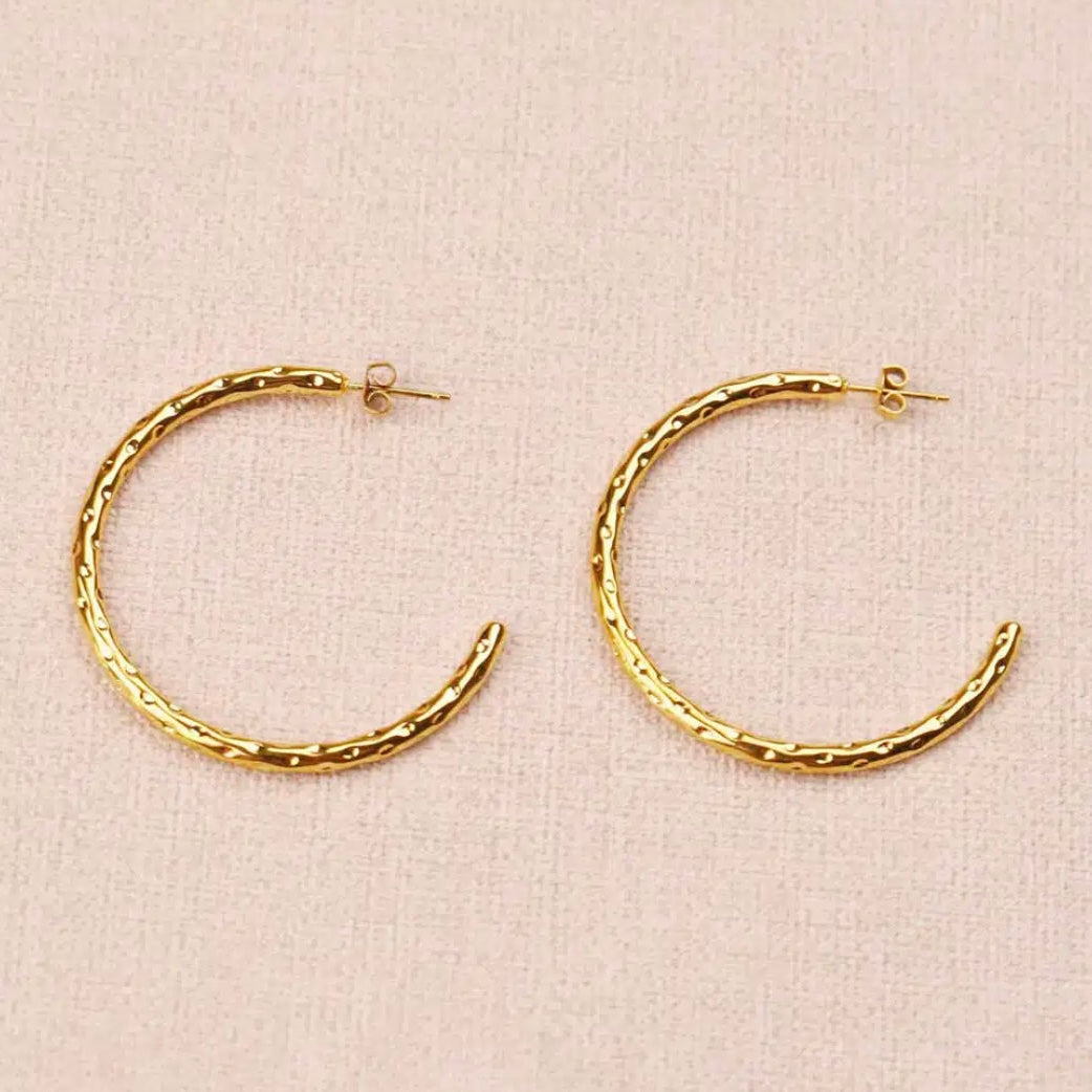 Boucles d'oreilles - créoles grandes texturées