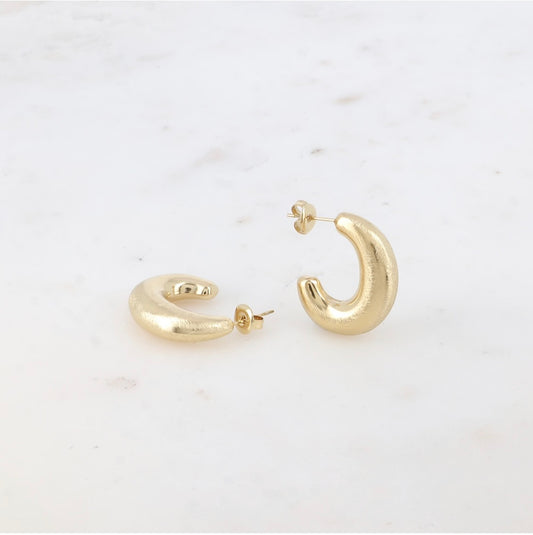 Boucles d'oreilles - créoles ovales brossées