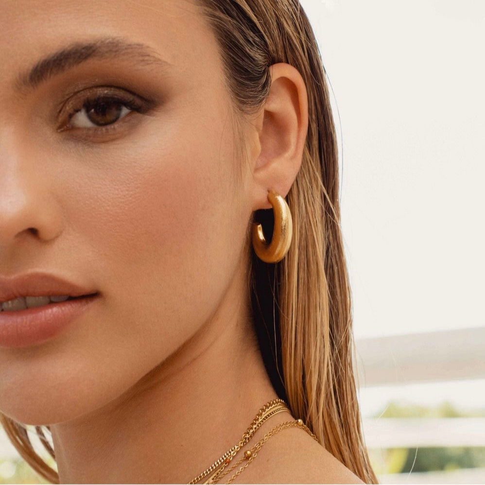 Boucles d'oreilles - créoles ovales brossées