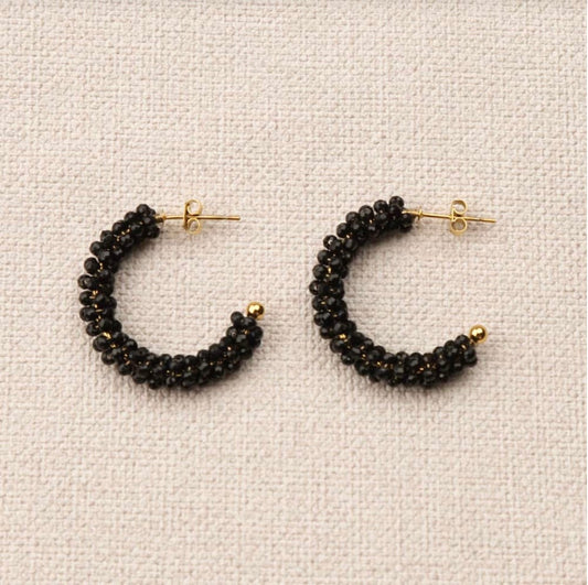Boucles d'oreilles - créoles perles noires