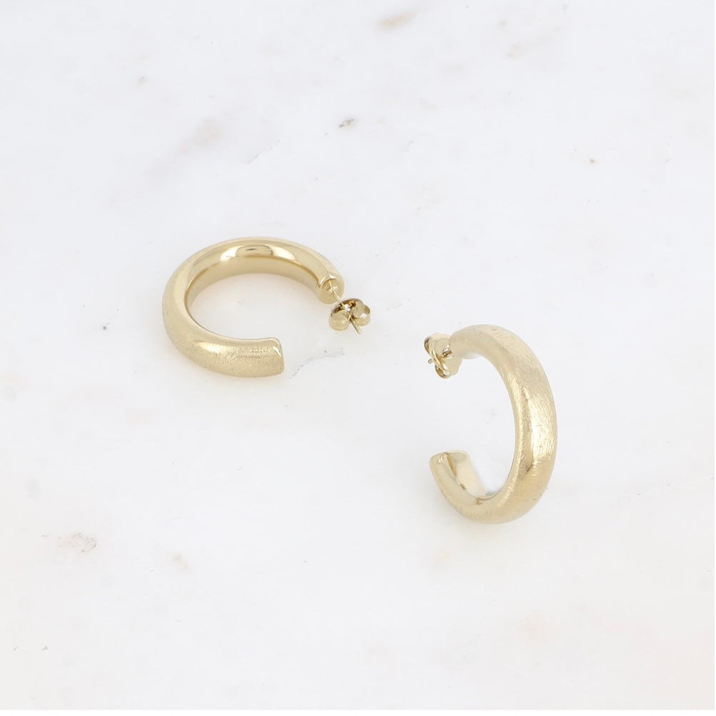 Boucles d'oreilles - créoles petit anneaux épais brossés