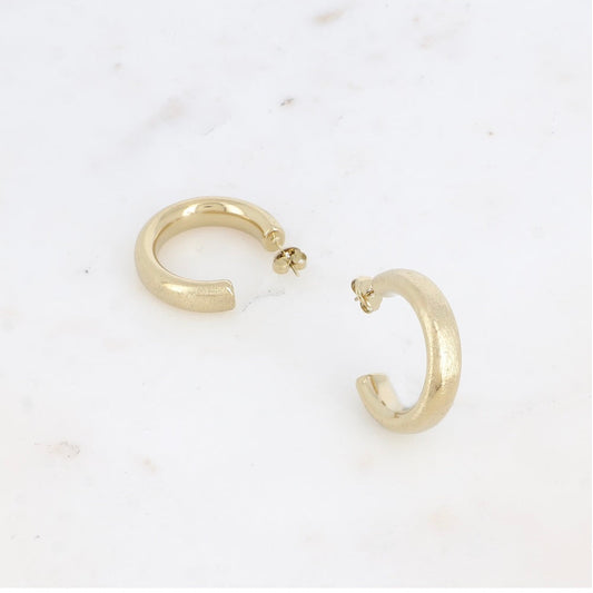 Boucles d'oreilles - créoles petit anneaux épais brossés