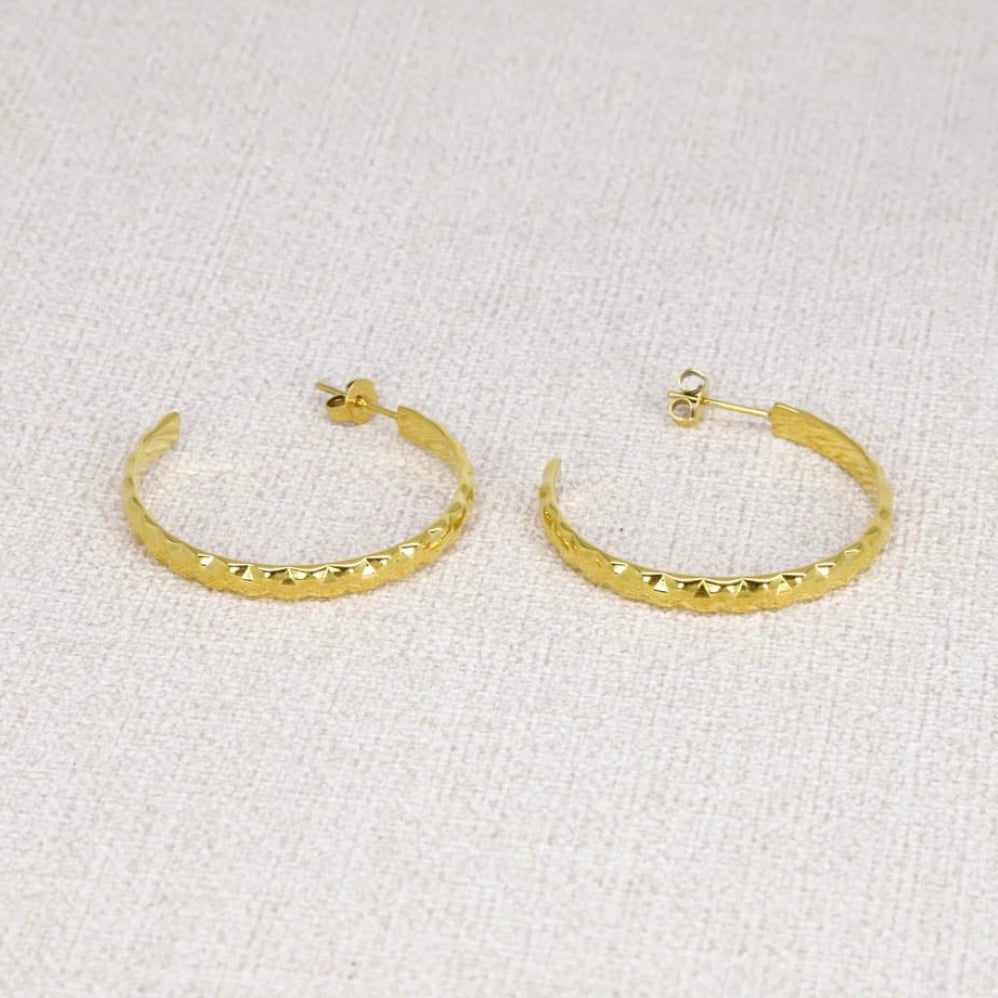 Boucles d'oreilles - créoles quadrillées