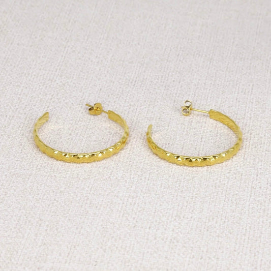 Boucles d'oreilles - créoles quadrillées