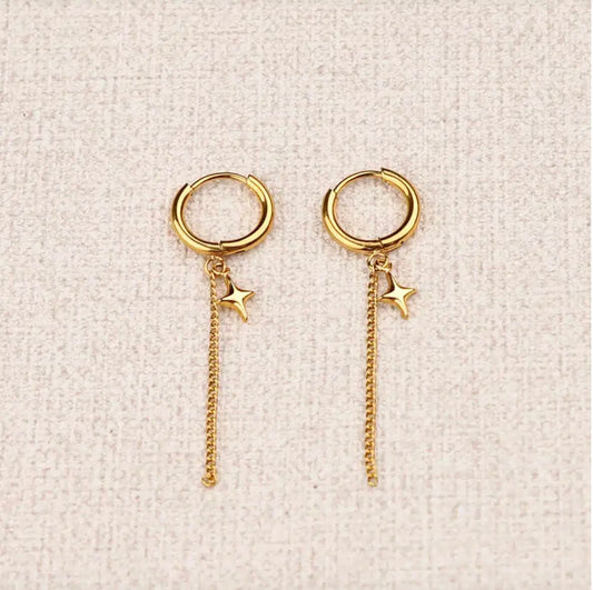 Boucles d'oreilles - mini créole chaine fine étoile