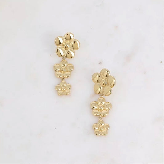 Boucles d'oreilles - pendantes 3 fleurs