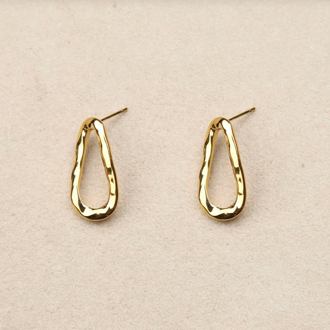 Boucles d'oreilles - pendantes ovales martelées