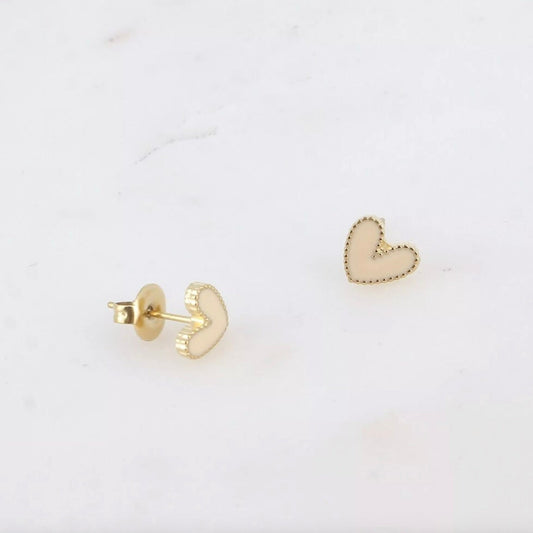 Boucles d'oreilles - petit coeur en émail coloré