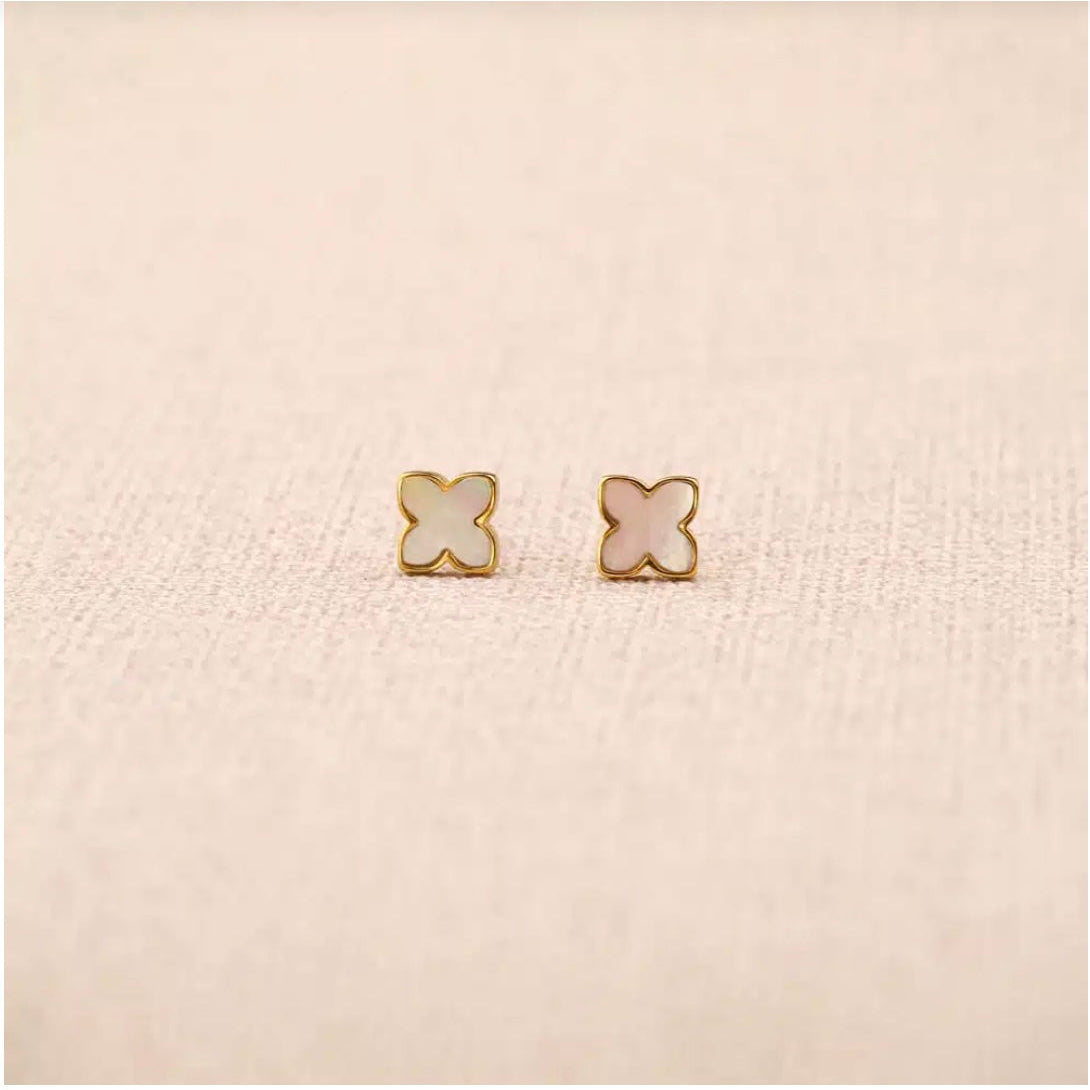 Boucles d'oreilles - trèfle nacre