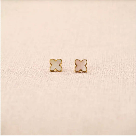 Boucles d'oreilles - trèfle nacre