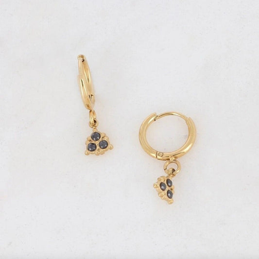 Boucles d'oreilles Grace dorée noir