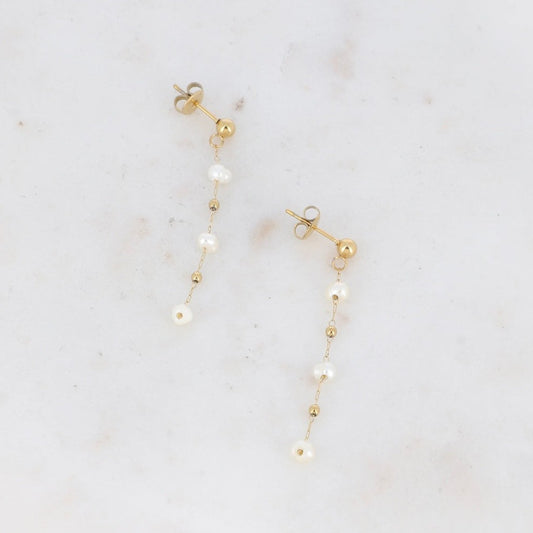 Boucles d'oreilles chaînes perles d'eau douce