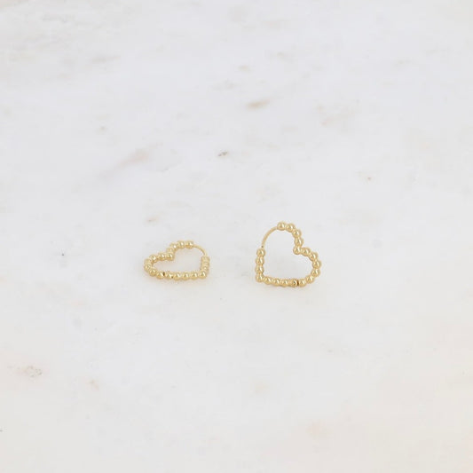 Boucles d'oreilles créoles coeur effet boules