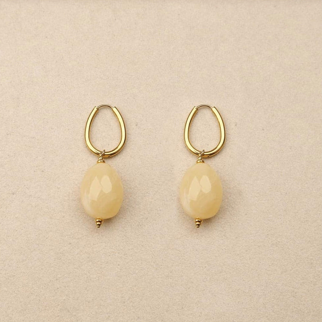 Boucles d'oreilles créoles ovales beans résine