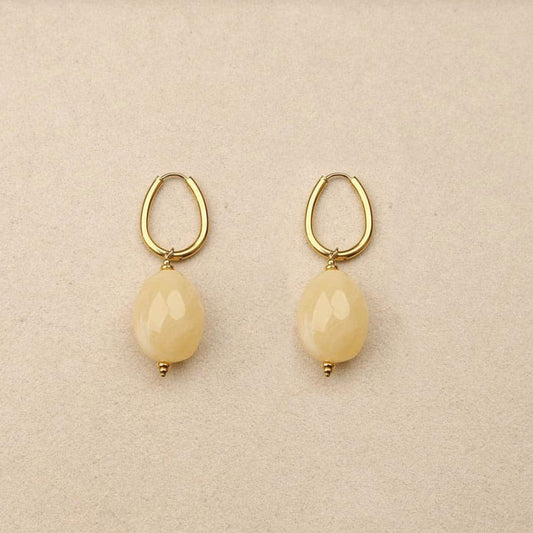 Boucles d'oreilles créoles ovales beans résine