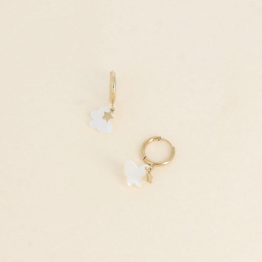 Boucles d'oreilles papillons acétate nacré étoile