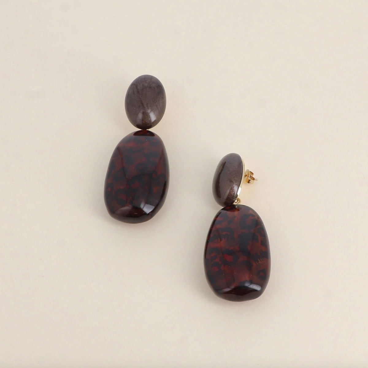 Boucles pendantes 2 pièces résine léopard