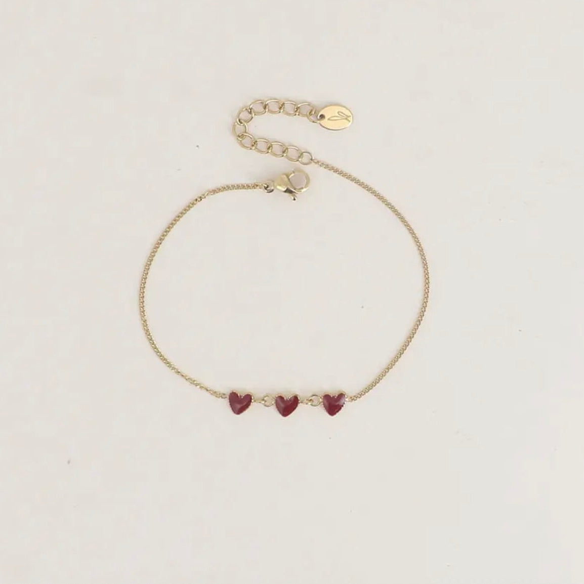 Bracelet 3 mini coeurs rouge