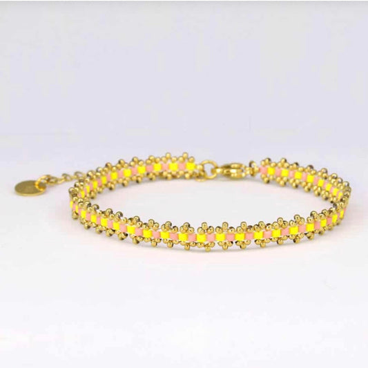 Bracelet Malou pierre rose et jaune