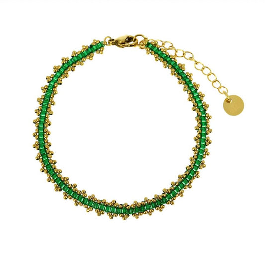 Bracelet Malou pierre verte brillante