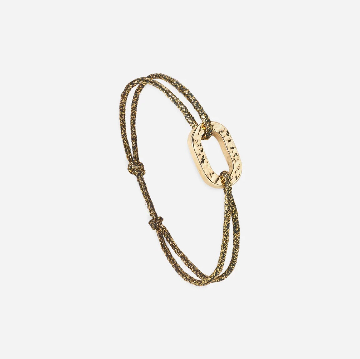 Bracelet Maillon Plat 16mm Plaqué Or Martelé