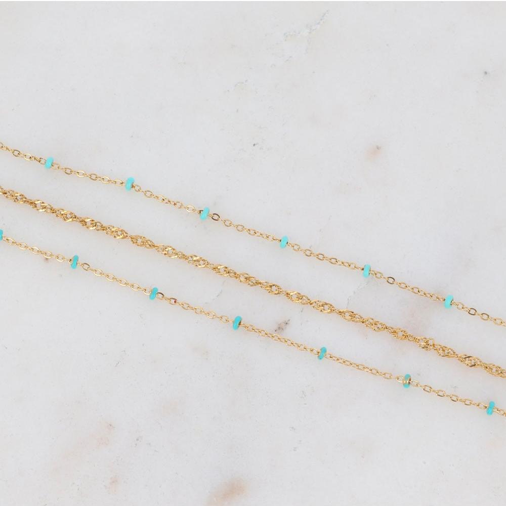 Bracelet doré 3 rangs perles émaillées - Marcelle