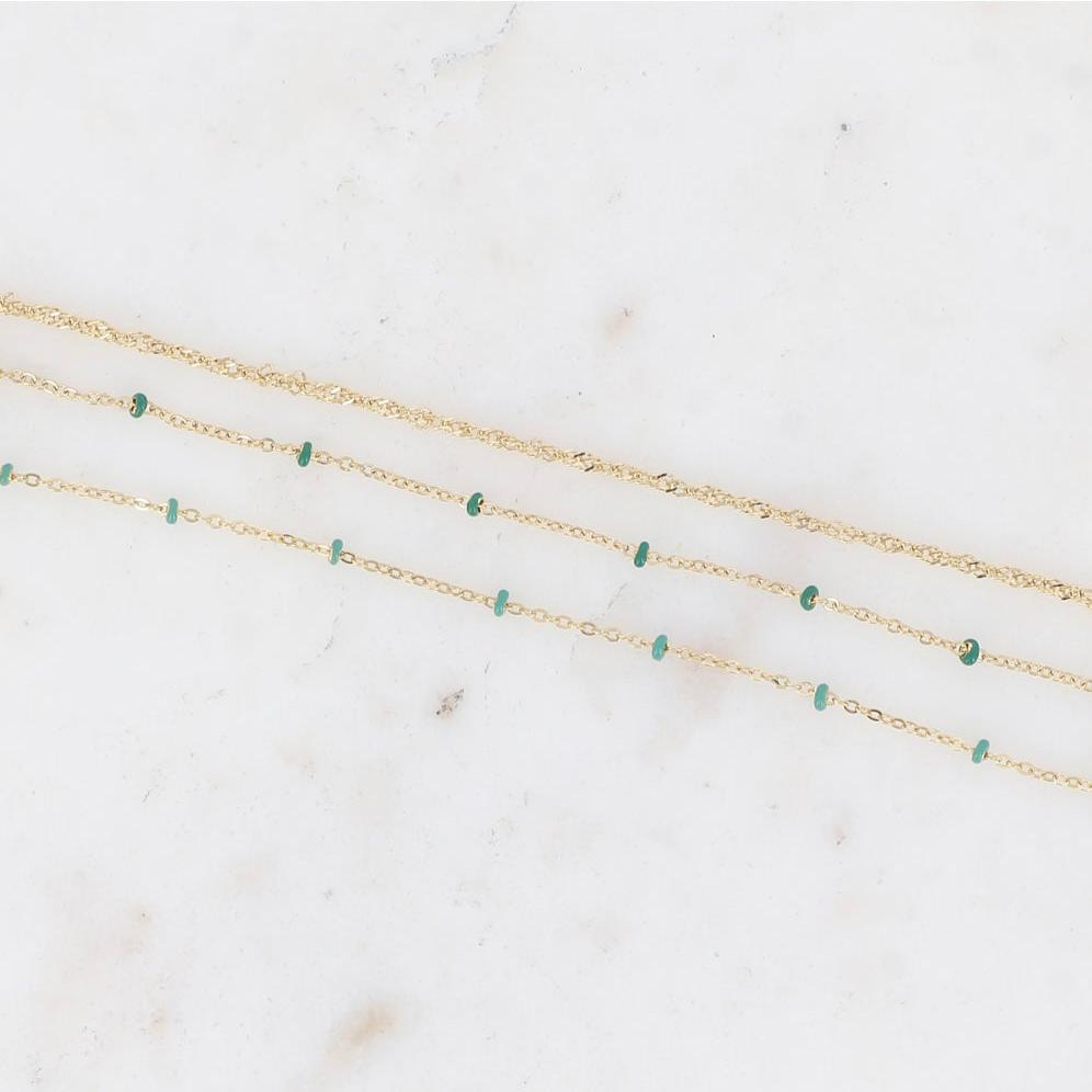 Bracelet doré 3 rangs perles émaillées - Marcelle