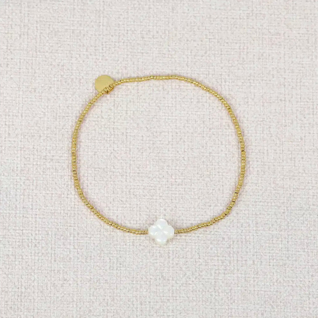 Bracelet élastique trèfles nacre
