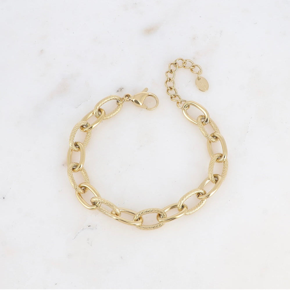 Bracelet maille ovale lisse et striée