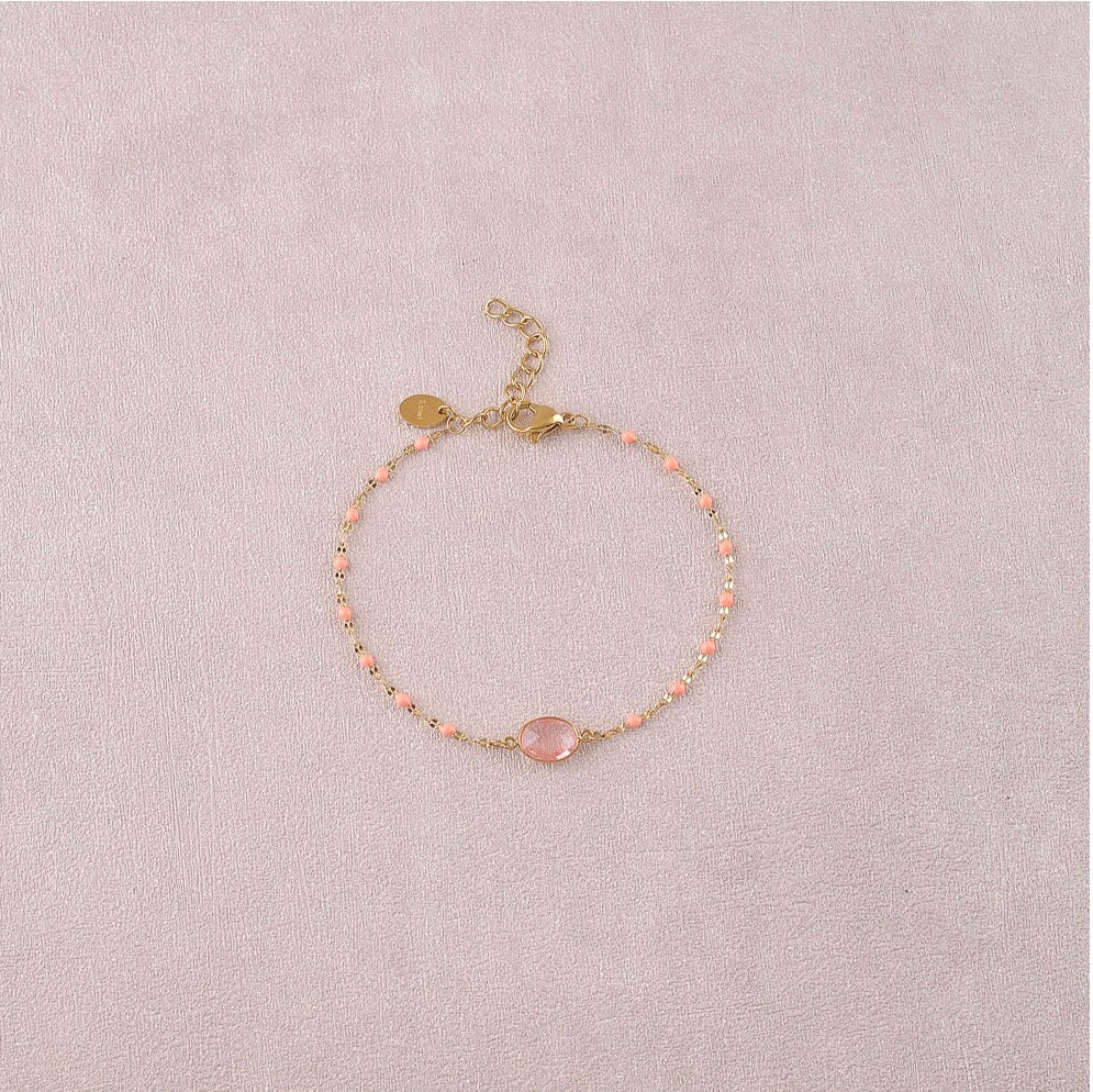 Bracelet chaine émaillée pierre ovale