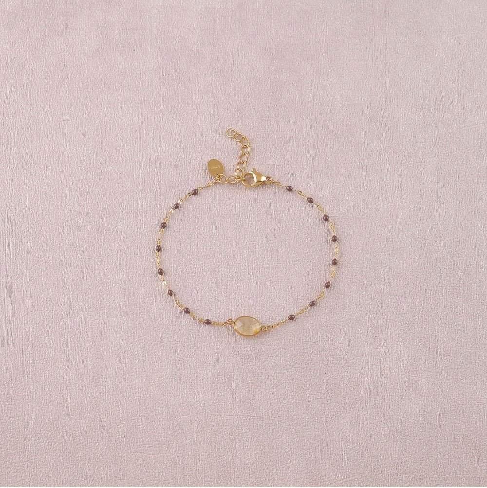 Bracelet chaine émaillée pierre ovale