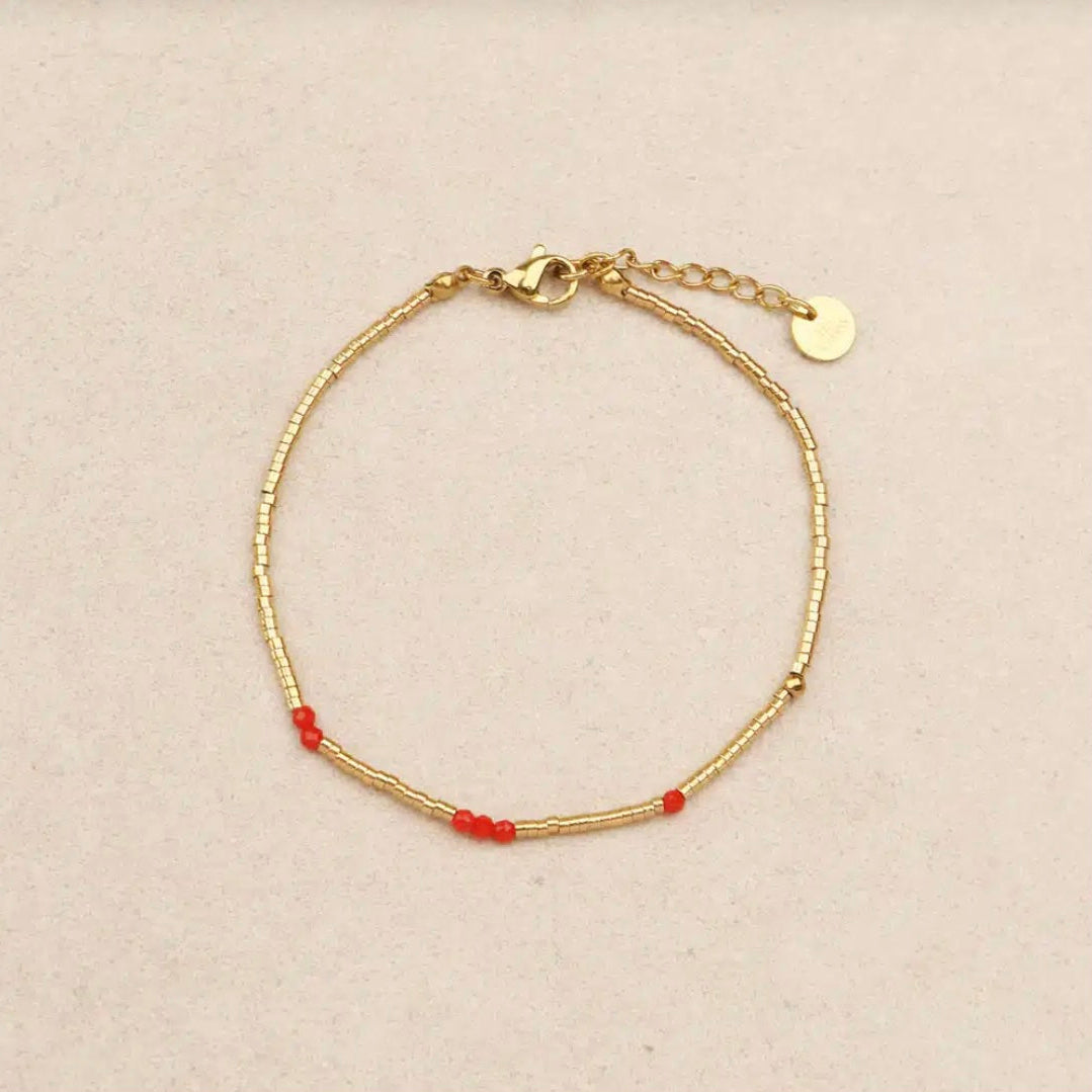 Bracelet acier inoxydable doré & perles semi précieuses