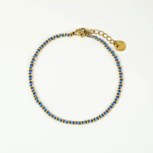 Bracelet chaine entrelacé de fil de couleur