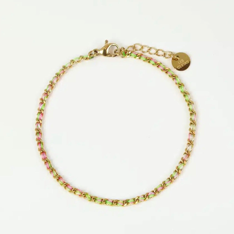 Bracelet chaine entrelacé de fil de couleur