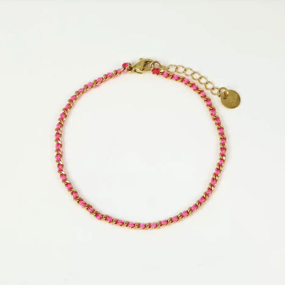Bracelet chaine entrelacé de fil de couleur