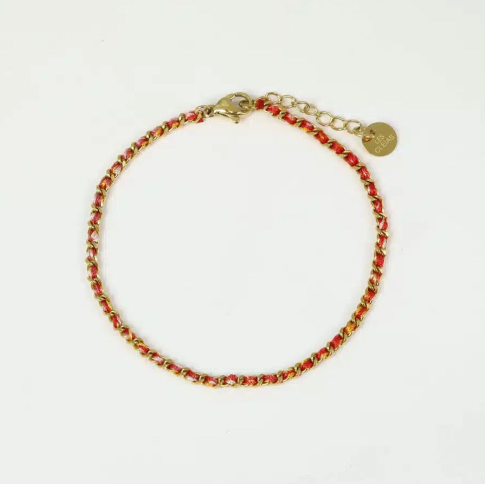 Bracelet chaine entrelacé de fil de couleur