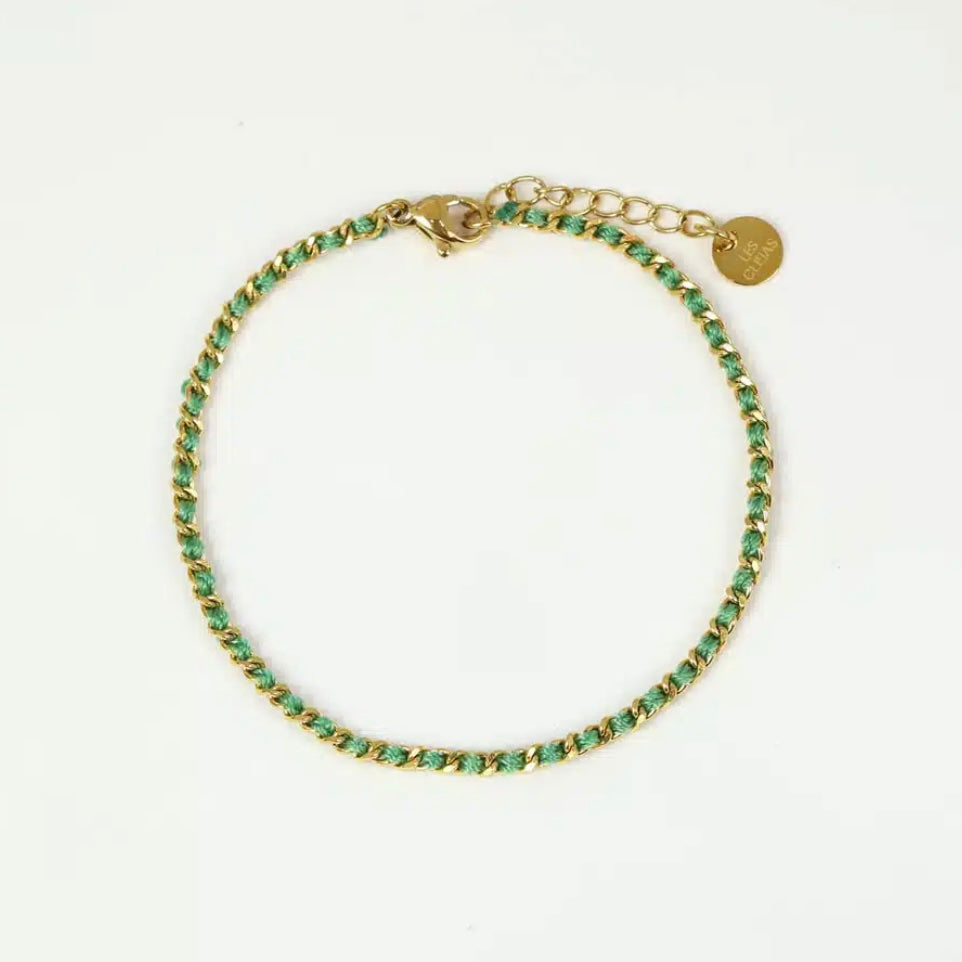 Bracelet chaine entrelacé de fil de couleur