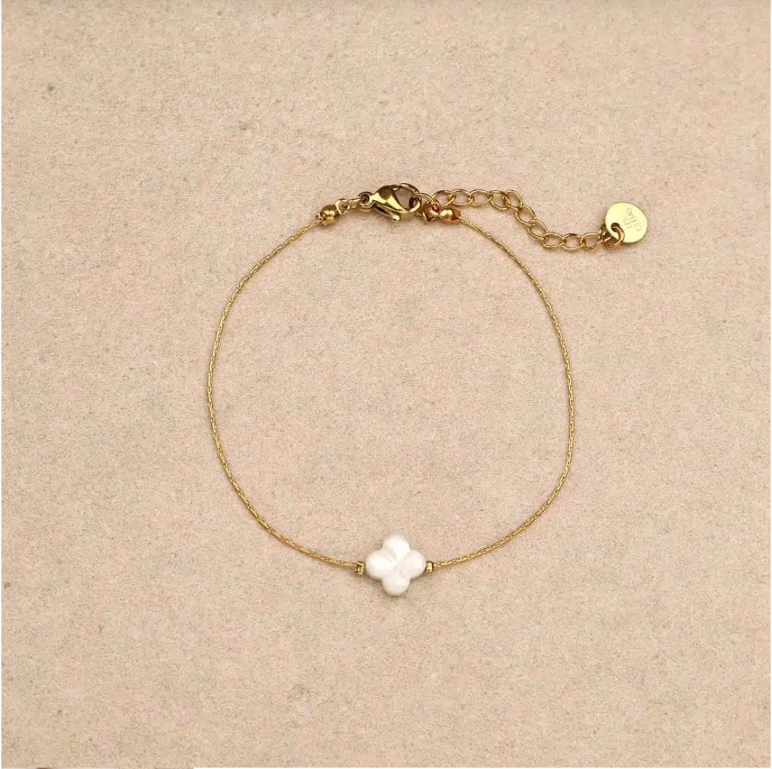 Bracelet chaîne trèfle nacre
