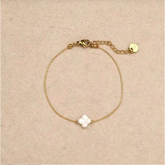 Bracelet chaîne trèfle nacre