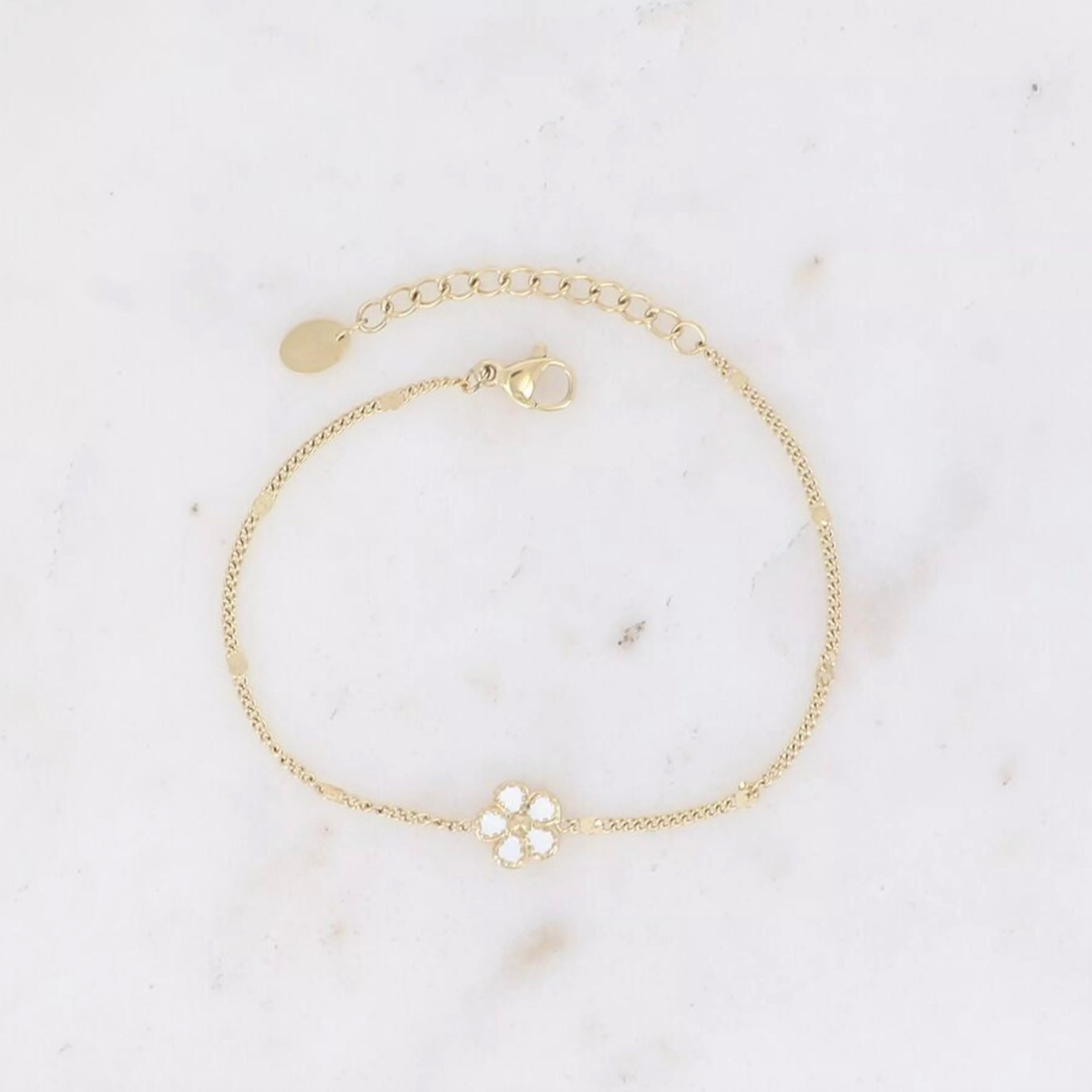 Bracelet charm fleur blanche
