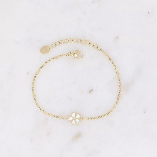 Bracelet charm fleur blanche