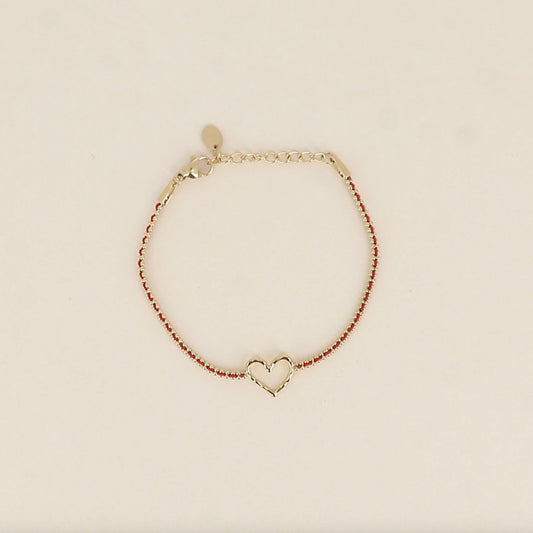 Bracelet coeur ajouré chaine fil tressé
