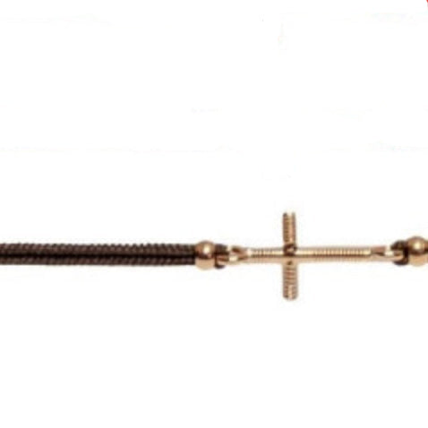 Bracelet croix plaqué doré corde guitare lien coton