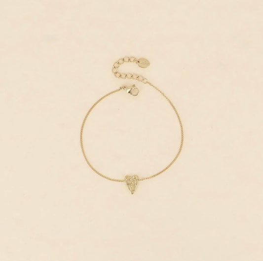 Bracelet doré coeur texturé