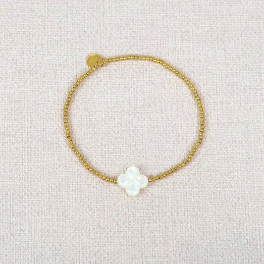 Bracelet élastique trèfles nacre