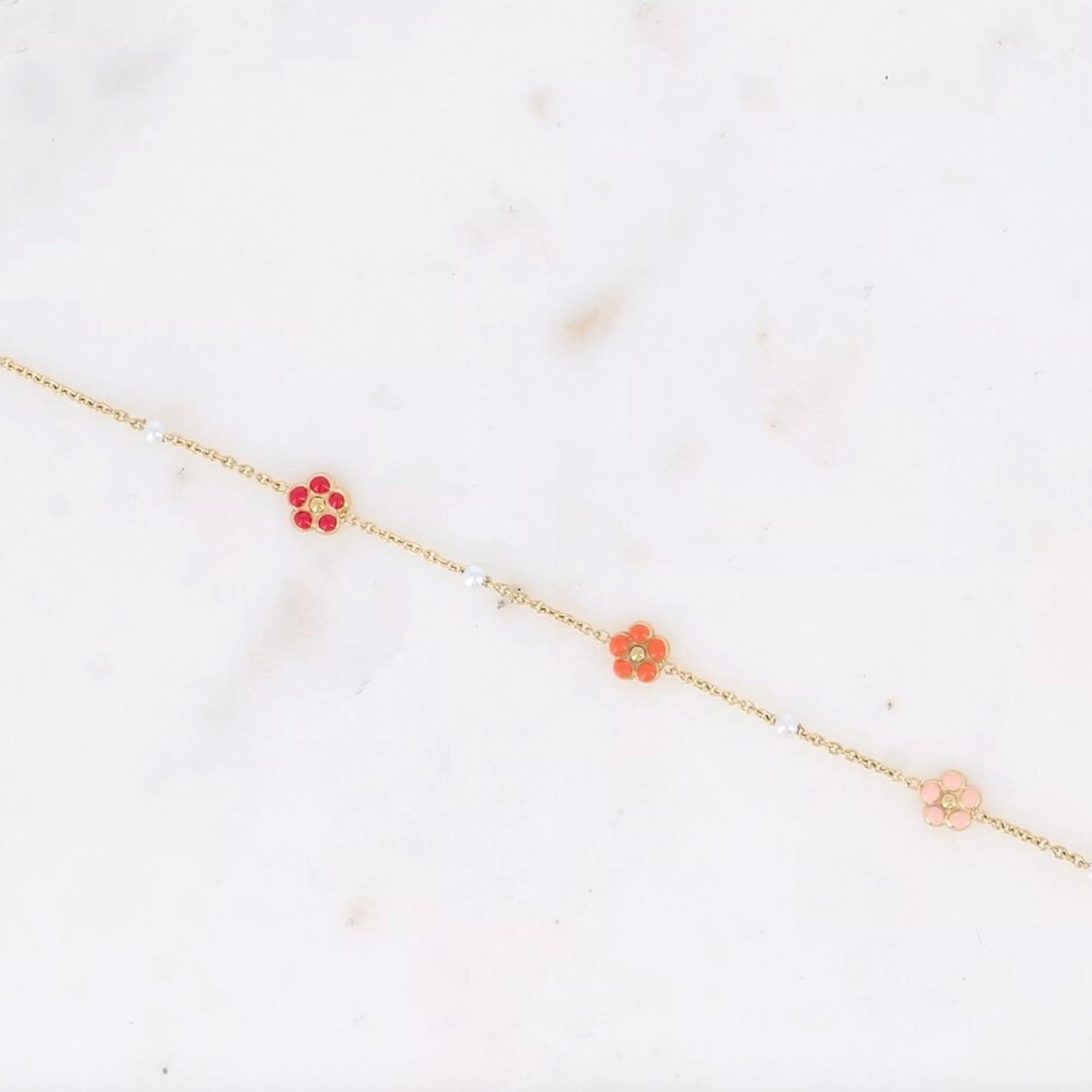 Bracelet fleur émaillées orange