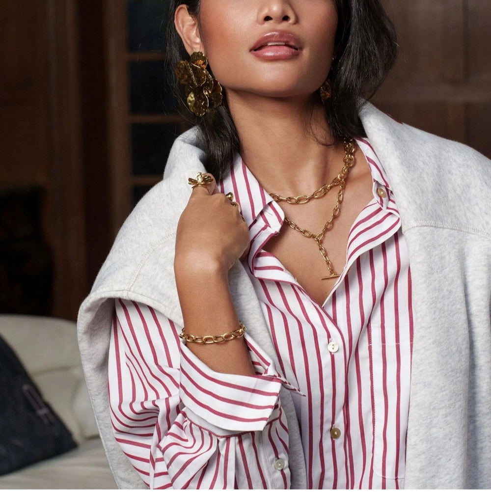 Bracelet mailles ovales martelées