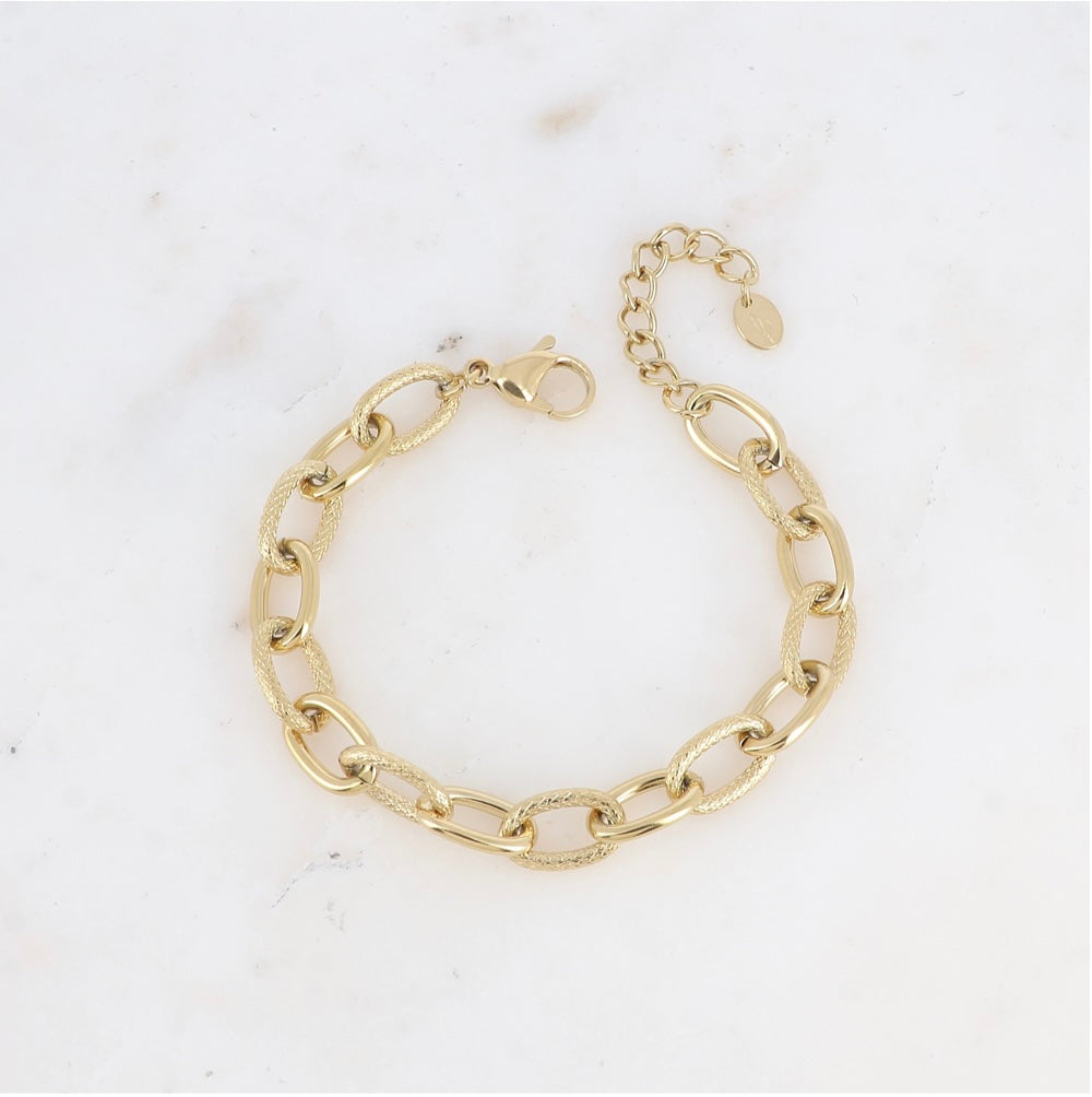 Bracelet mailles ovales martelées