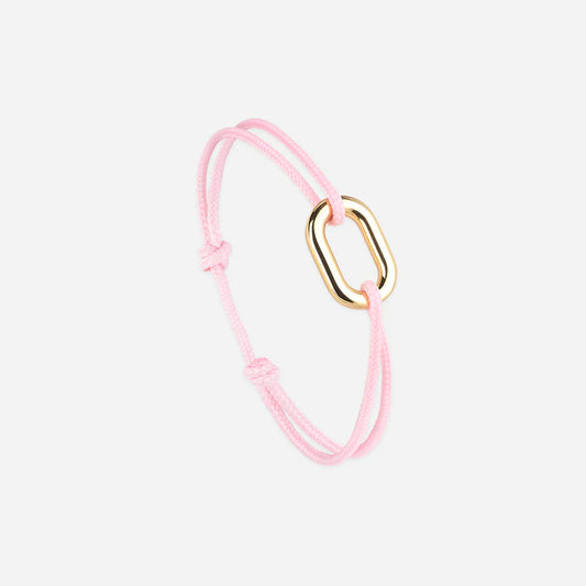 Bracelet Maillon 16mn - lien fin rose pâle plaqué or