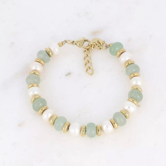 Bracelet perles d'eau douce et pierre d'Agathe